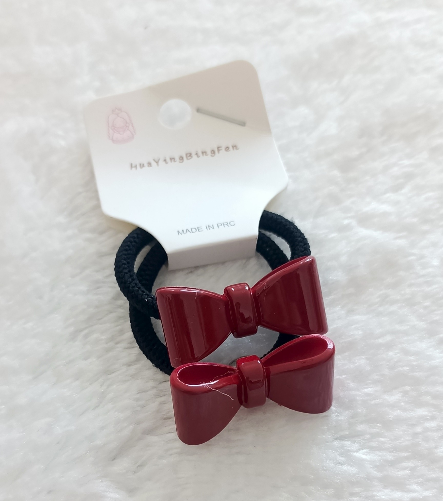 Kırmızı Fiyonk Figürlü İkili Lastik Toka Seti