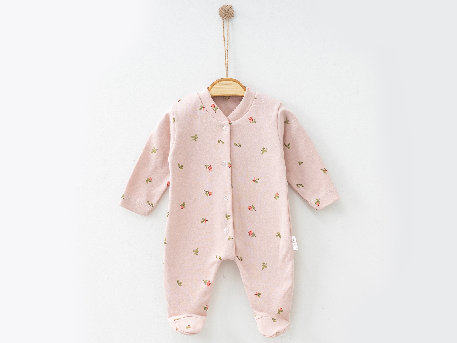 Çiçek Desenli Patikli Pembe Tulum